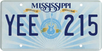 MS license plate YEE215