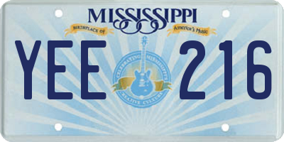 MS license plate YEE216