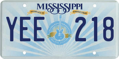 MS license plate YEE218