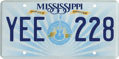 MS license plate YEE228