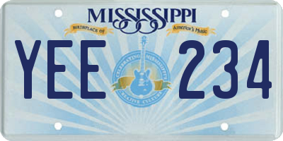 MS license plate YEE234
