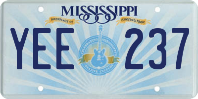 MS license plate YEE237