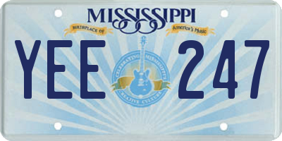 MS license plate YEE247