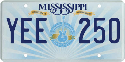 MS license plate YEE250