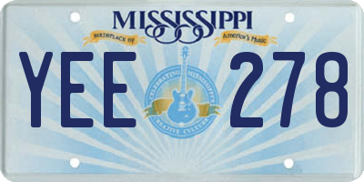 MS license plate YEE278
