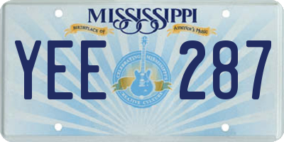 MS license plate YEE287