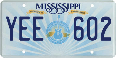 MS license plate YEE602
