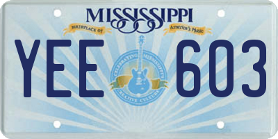 MS license plate YEE603