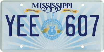MS license plate YEE607