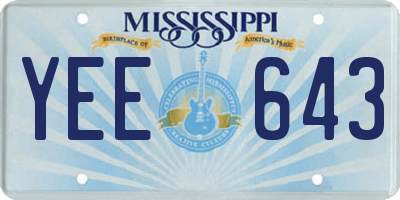 MS license plate YEE643