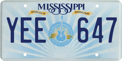 MS license plate YEE647