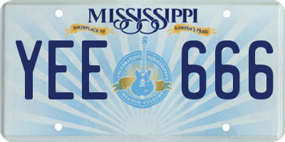 MS license plate YEE666