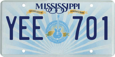 MS license plate YEE701