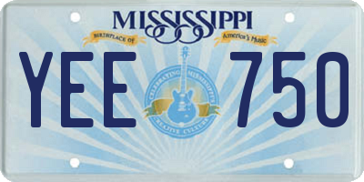 MS license plate YEE750