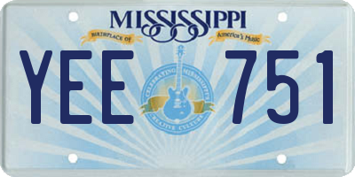 MS license plate YEE751