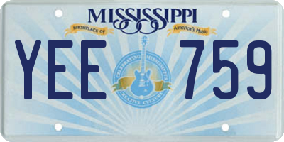 MS license plate YEE759