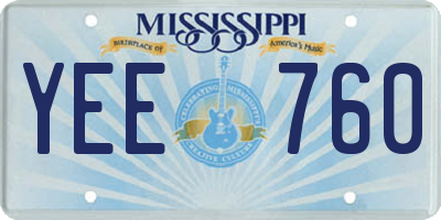 MS license plate YEE760