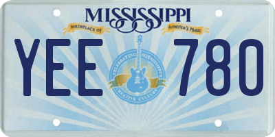MS license plate YEE780