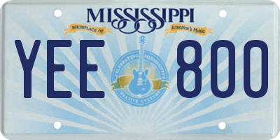 MS license plate YEE800