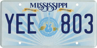 MS license plate YEE803