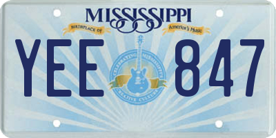 MS license plate YEE847