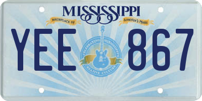 MS license plate YEE867
