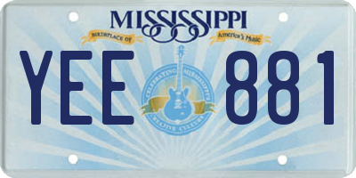 MS license plate YEE881