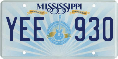 MS license plate YEE930
