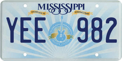MS license plate YEE982
