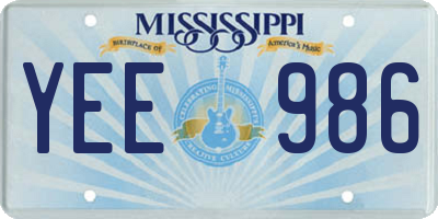 MS license plate YEE986