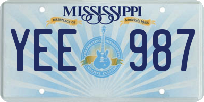 MS license plate YEE987