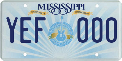 MS license plate YEF000