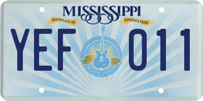 MS license plate YEF011