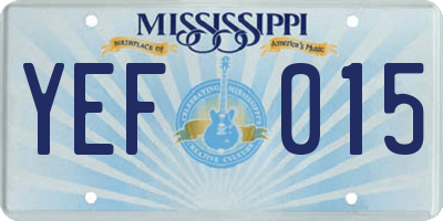 MS license plate YEF015