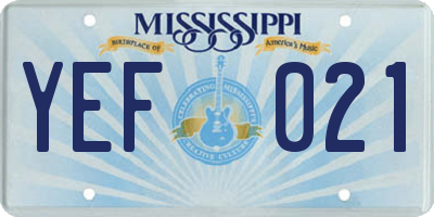 MS license plate YEF021
