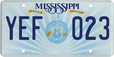 MS license plate YEF023