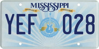 MS license plate YEF028
