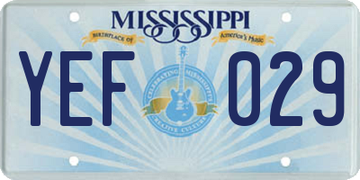MS license plate YEF029