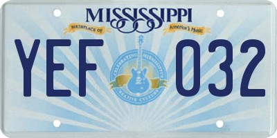 MS license plate YEF032
