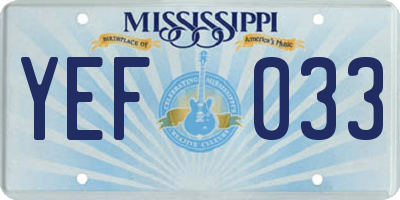 MS license plate YEF033