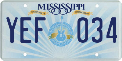 MS license plate YEF034