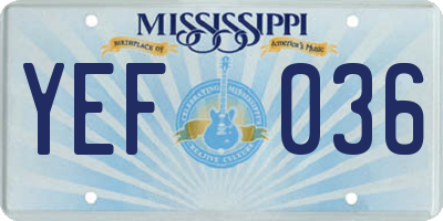 MS license plate YEF036