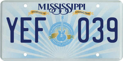 MS license plate YEF039