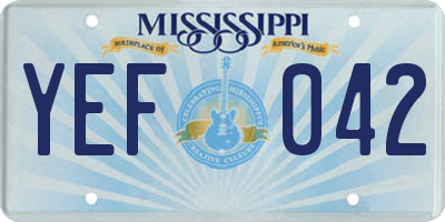 MS license plate YEF042
