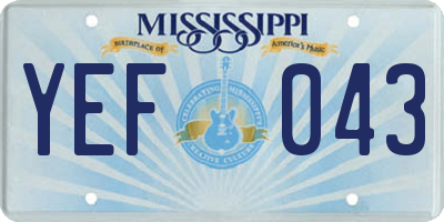 MS license plate YEF043