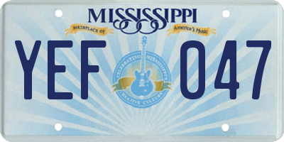 MS license plate YEF047
