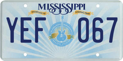 MS license plate YEF067