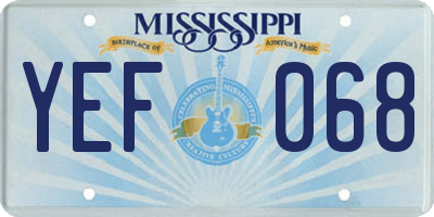 MS license plate YEF068