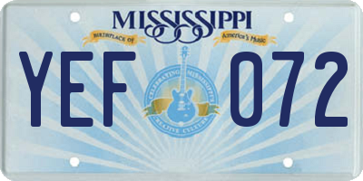MS license plate YEF072