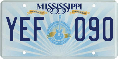 MS license plate YEF090